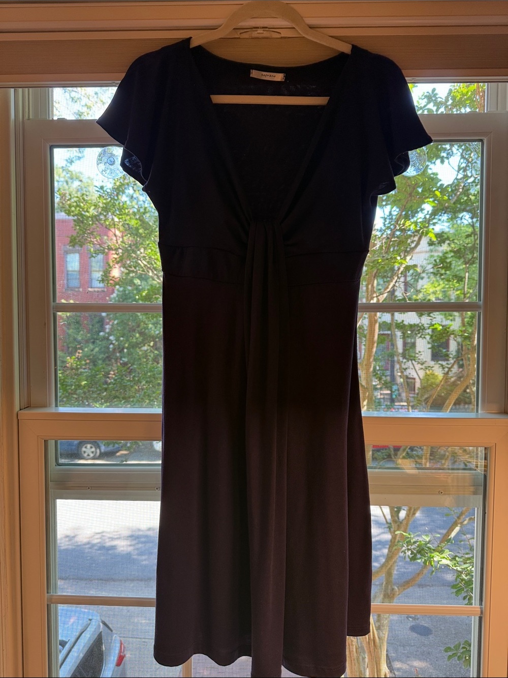 Soprano Purple Faux Tie-Front Women's Dress